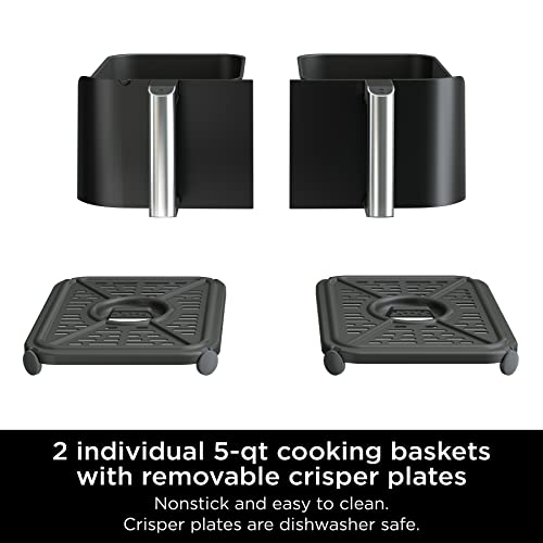 Ninja DZ302 Foodi 10-qt. 6-in-1 DualZone Smart XL Air Fryer with 2 Independent Baskets, Match Cook & Smart Finish to Air Fry, Air Broil, Roast, Bake, Dehydrate, & Keep Warm, Black