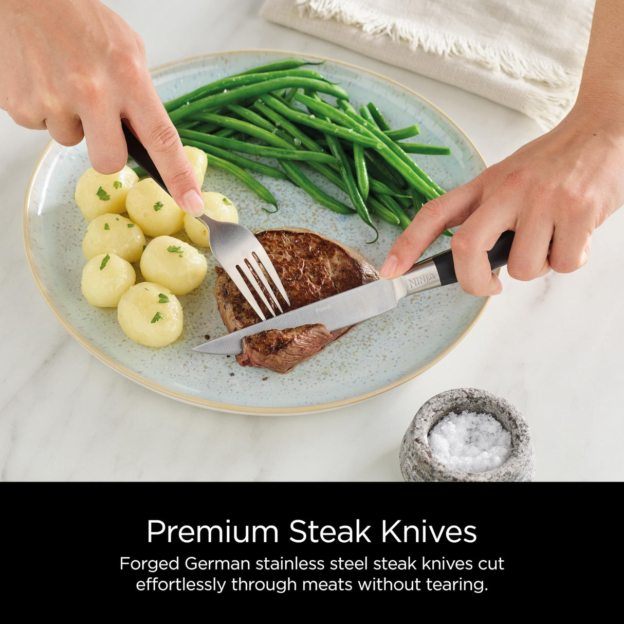 Ninja K32017 Foodi NeverDull Premium Knife System, 17 Piece Knife Block Set with Built-in Sharpener, German Stainless Steel Knives, Black