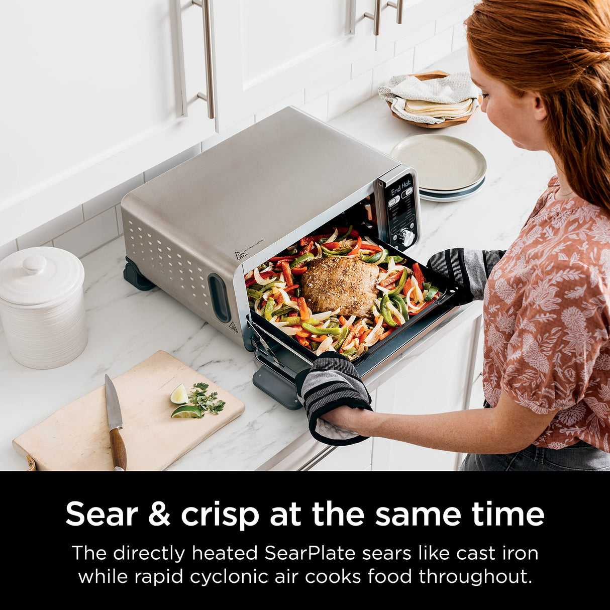 Ninja SP351 Foodi Smart 13-in-1 Dual Heat Air Fry Countertop Oven, Dehydrate, Reheat, Smart Thermometer, 1800-watts, Silver