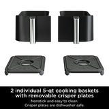 Ninja DZ302 Foodi 10-qt. 6-in-1 DualZone Smart XL Air Fryer with 2 Independent Baskets, Match Cook & Smart Finish to Air Fry, Air Broil, Roast, Bake, Dehydrate, & Keep Warm, Black