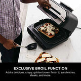 Ninja FG551 Foodi Smart XL 6-in-1 Indoor Grill with 4-Quart Air Fryer Roast Bake Dehydrate Broil and Leave-in Thermometer, with Extra Large Capacity, and a stainless steel Finish (Renewed)