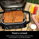 Ninja OG751BRN Woodfire Pro Outdoor Grill & Smoker with Built-In Thermometer, 7-in-1 Master Grill, BBQ Smoker, Air Fryer, Bake, Roast, Dehydrate, Broil, Ninja Woodfire Pellets, Portable,Electric, Grey