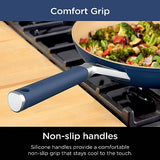 Ninja CW49011 Extended Life Ceramic 11-Piece Cookware Set with Comfort Grip, Nonstick Fry Pans, Pots, PFAS Free, Oven Safe, Dishwasher Safe, All Stovetops & Induction Compatible, Navy Blue